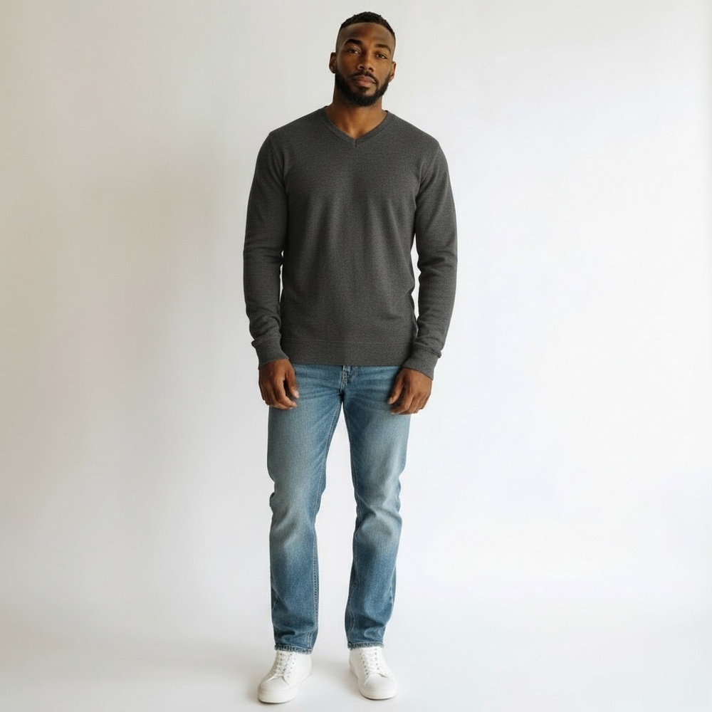 Woolrich Long Sleeve V Neck charcoal Grey Cotton shirt - Size Small